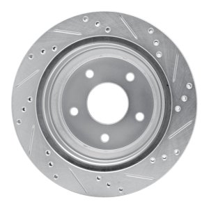 Chevrolet S10 Brake Rotor (1) - Rear Left - R1 Concepts - Drilled & Slotted - Silver - `97-`05